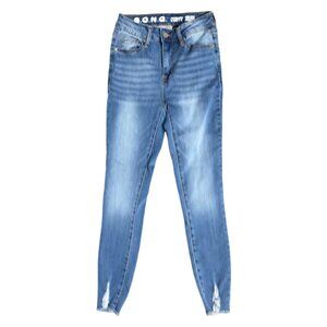 Sz.1/25*S.O.N.G.*Curvy Hi-Rise Skinny Ankle Blue Jeans--Raw Hem